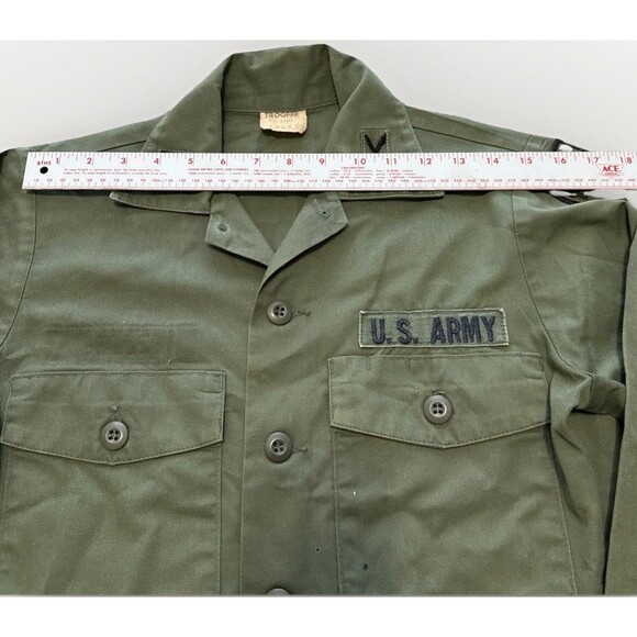 Vietnam Era OG Utility Shirt Army/Air Force Trooper Inc | 14.5x33 | Capt Patches - Picture 5 of 11